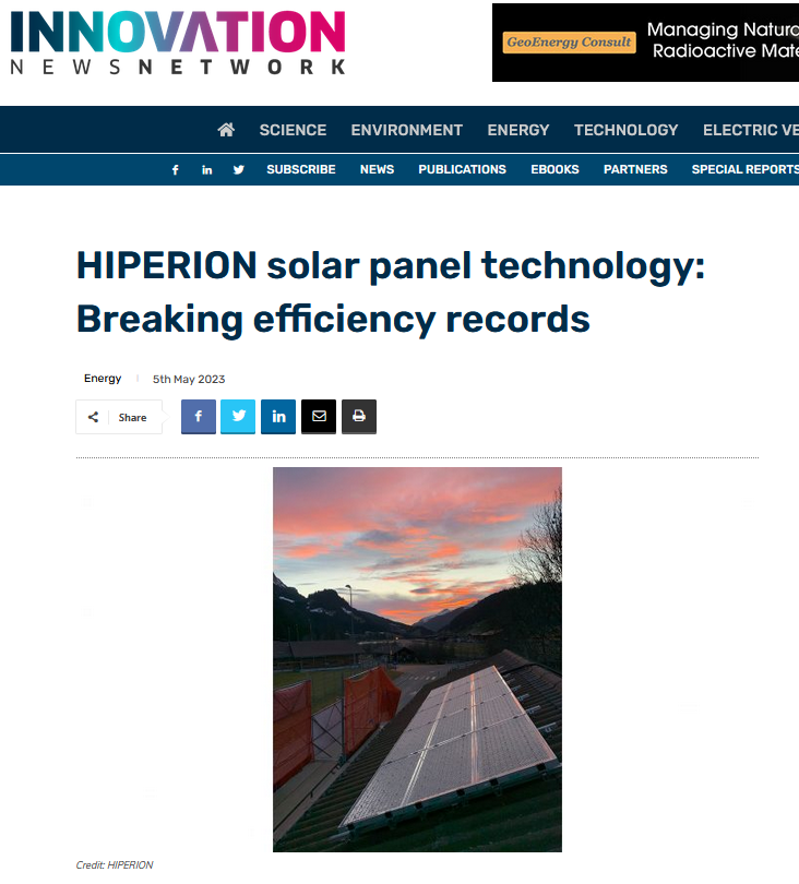 HIPERION article published in the Innovation News Network